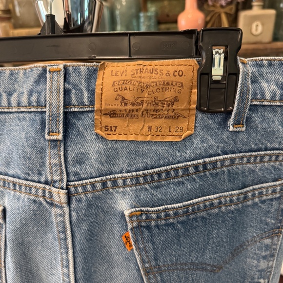VINTAGE LEVI's 517 ORANGE TAB JEANS | DISTRESSED | 32x29 | 7 BELT LOOPS | 80's - Picture 4 of 14